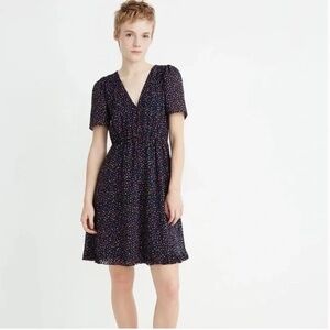 Madewell Flutter-Sleeve Ruffle-Hem Dress in Sugar Dot Size 10